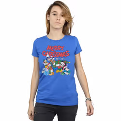 Disney - T-shirt MICKEY MOUSE AND FRIENDSWINTER WISHES - Femme (Bleu roi)