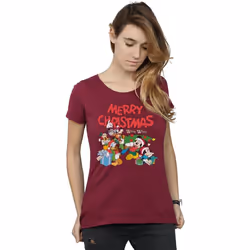 Disney - T-shirt MICKEY MOUSE AND FRIENDSWINTER WISHES - Femme (Bordeaux)