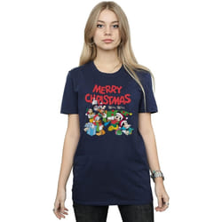 Disney - T-shirt MICKEY MOUSE AND FRIENDSWINTER WISHES - Femme (Bleu marine)