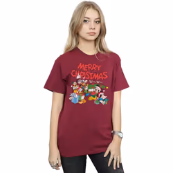 Disney - T-shirt MICKEY MOUSE AND FRIENDSWINTER WISHES - Femme (Bordeaux)