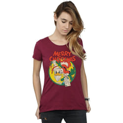 Disney - T-shirt MERRY CHRISTMAS - Femme (Bordeaux)