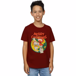 Disney - T-shirt MERRY CHRISTMAS - Garçon (Bordeaux)