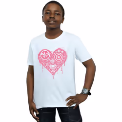 Marvel - T-shirt HEART AVENGERS - Garçon (Blanc)