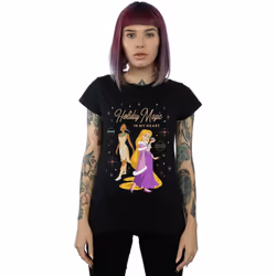 Disney - T-shirt PRINCESS HOLIDAY MAGIC IN MY HEART - Femme (Noir)