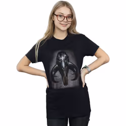 Star Wars - T-shirt THE MANDALORIAN MYTHOSAUR SKULL - Femme (Noir)