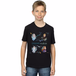 Disney - T-shirt FROZEN CHANGE IS IN THE AIR - Garçon (Noir)