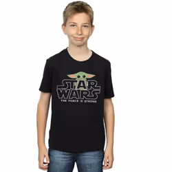 Star Wars - T-shirt THE MANDALORIAN THE CHILD STRONG - Garçon (Noir)
