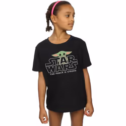 Star Wars - T-shirt THE MANDALORIAN THE CHILD STRONG - Fille (Noir)