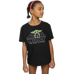 Star Wars - T-shirt THE MANDALORIAN THE CHILD STRONG - Fille (Noir)