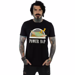 Star Wars - T-shirt THE MANDALORIAN POWER NAP CHILD - Homme (Noir)