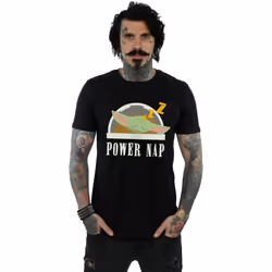 Star Wars - T-shirt THE MANDALORIAN POWER NAP CHILD - Homme (Noir)