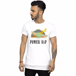 Star Wars - T-shirt THE MANDALORIAN POWER NAP CHILD - Homme (Blanc)