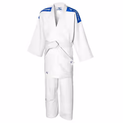 Costume Judogi Enfants - Mizuno - Kodomo Plus - Blanc - Bleu - Manches longues