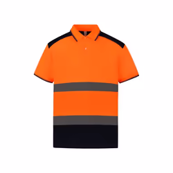 Yoko - Polo Haute-visibilité - Unisexe (Orange / bleu marine)