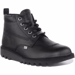 Bottes à lacets en cuir premium Kick Hi Tumble pour unisexe - Kickers - Noir - Haute tige - Semelle épaisse
