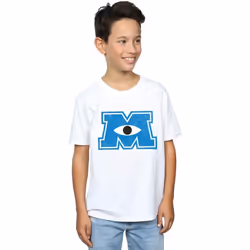 Disney - T-shirt MONSTERS UNIVERSITY MONSTER M - Garçon (Blanc)
