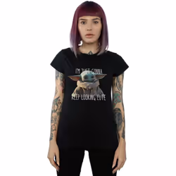 Star Wars - T-shirt THE MANDALORIAN KEEP LOOKING CUTE - Femme (Noir)