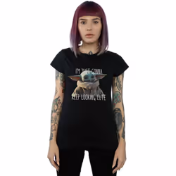 Star Wars - T-shirt THE MANDALORIAN KEEP LOOKING CUTE - Femme (Noir)