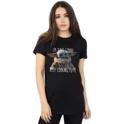 Star Wars - T-shirt THE MANDALORIAN KEEP LOOKING CUTE - Femme (Noir)