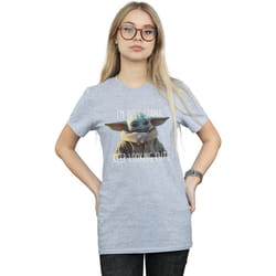 Star Wars - T-shirt THE MANDALORIAN KEEP LOOKING CUTE - Femme (Gris chiné)