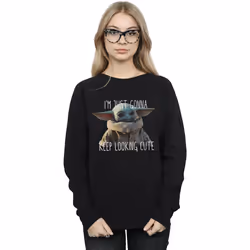 Star Wars - Sweat THE MANDALORIAN KEEP LOOKING CUTE - Femme (Noir)