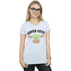 Star Wars - T-shirt THE MANDALORIAN SUPER CUTE - Femme (Gris chiné)