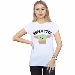 Star Wars - T-shirt THE MANDALORIAN SUPER CUTE - Femme (Blanc)