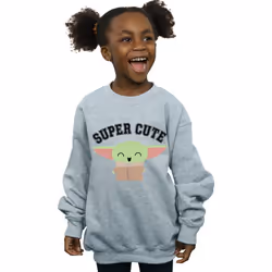 Star Wars - Sweat THE MANDALORIAN SUPER CUTE - Fille (Gris chiné)
