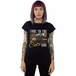 Star Wars - T-shirt THE MANDALORIAN COME TO THE CUTE SIDE - Femme (Noir)