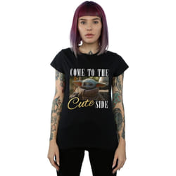 Star Wars - T-shirt THE MANDALORIAN COME TO THE CUTE SIDE - Femme (Noir)