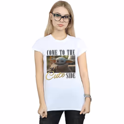 Star Wars - T-shirt THE MANDALORIAN COME TO THE CUTE SIDE - Femme (Blanc)