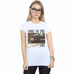 Star Wars - T-shirt THE MANDALORIAN COME TO THE CUTE SIDE - Femme (Blanc)
