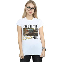 Star Wars - T-shirt THE MANDALORIAN COME TO THE CUTE SIDE - Femme (Blanc)