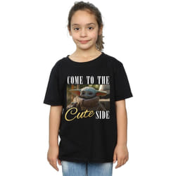 Star Wars - T-shirt THE MANDALORIAN COME TO THE CUTE SIDE - Fille (Noir)