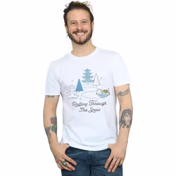 Star Wars - T-shirt THE MANDALORIAN ROLLING THROUGH THE SNOW - Homme (Blanc)