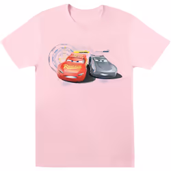 Disney - T-shirt CARS LIGHTNING VS STORM - Garçon (Rose clair)