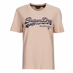 T shirt Superdry Logo vintage Femme Rose