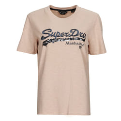 T shirt Superdry Logo vintage Femme Rose