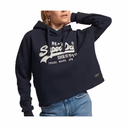 Sweatshirt à capuche coupe droite femme Superdry Vintage Logo