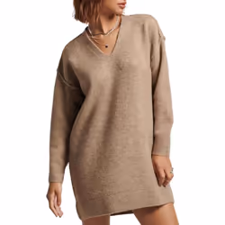 Robe pull en tricot à col en V femme Superdry