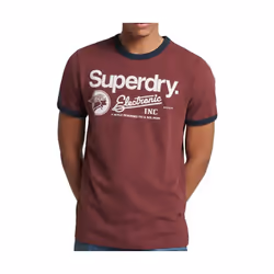 T shirt Superdry Core Logo Graphic Ringer Homme Bordeaux