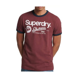 T shirt Superdry Core Logo Graphic Ringer Homme Bordeaux