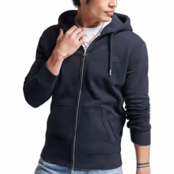 Sweatshirt Vintage Emb Hood Coton Bleu