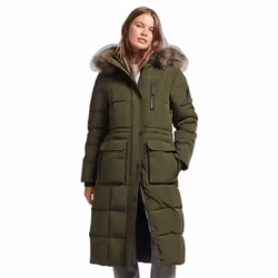 Doudoune longue bordée fausse fourrure femme Superdry Everest
