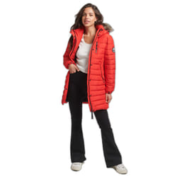 Doudoune mi-longue à capuche avec fausse fourrure femme Superdry