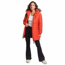 Doudoune mi-longue à capuche avec fausse fourrure femme Superdry