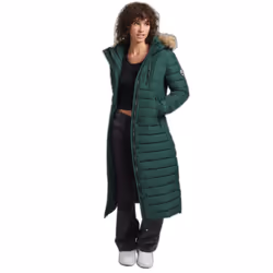 Doudoune longue légère à capuche fausse fourrure femme Superdry