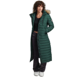 Doudoune longue légère à capuche fausse fourrure femme Superdry
