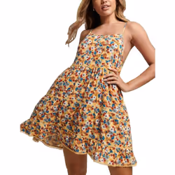 Robe Vintage Mini Beach Cami Viscose Jaune