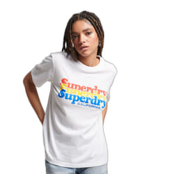 T-Shirt Vintage Scripted Infill Coton Blanc